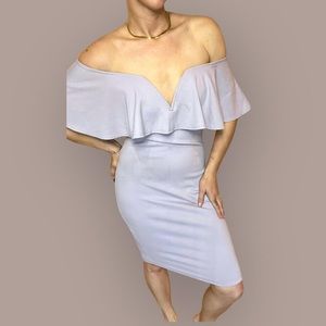 Lètté. off the shoulder midi lavender worn once. Comfortable. M/L